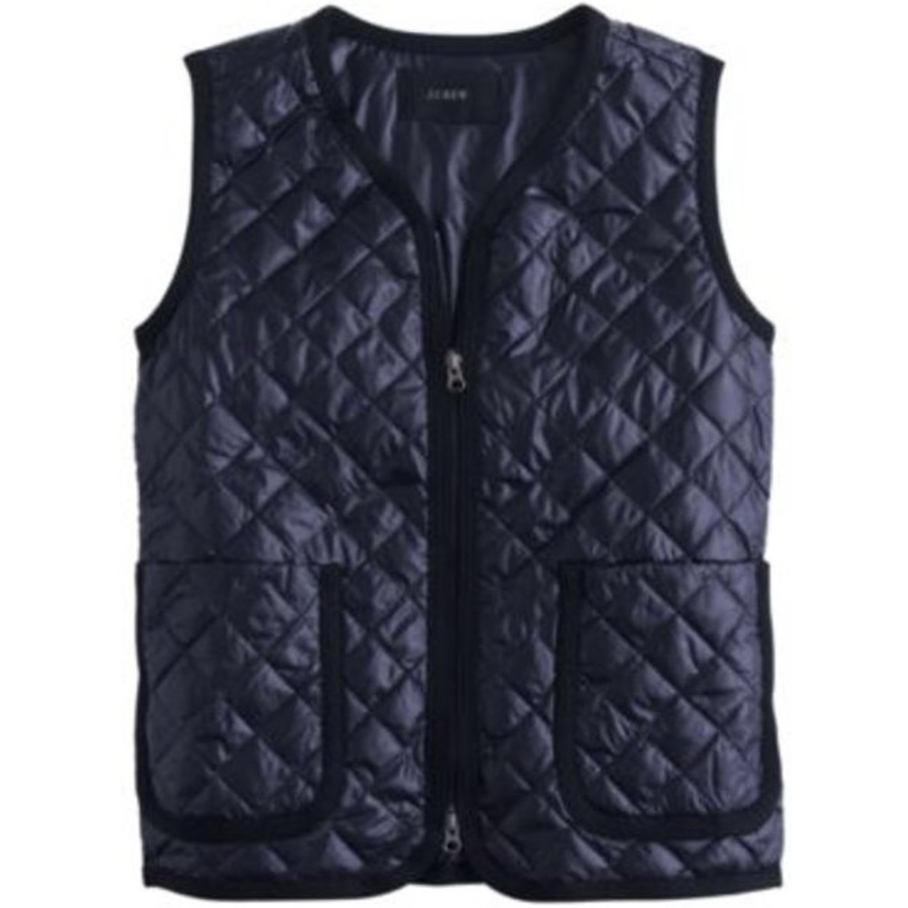 NWT J. Crew Navy Blue Quilted Black Puffer Vest S